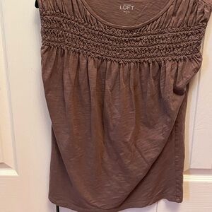 LOFT Women's Chocolate Smocked Blouse